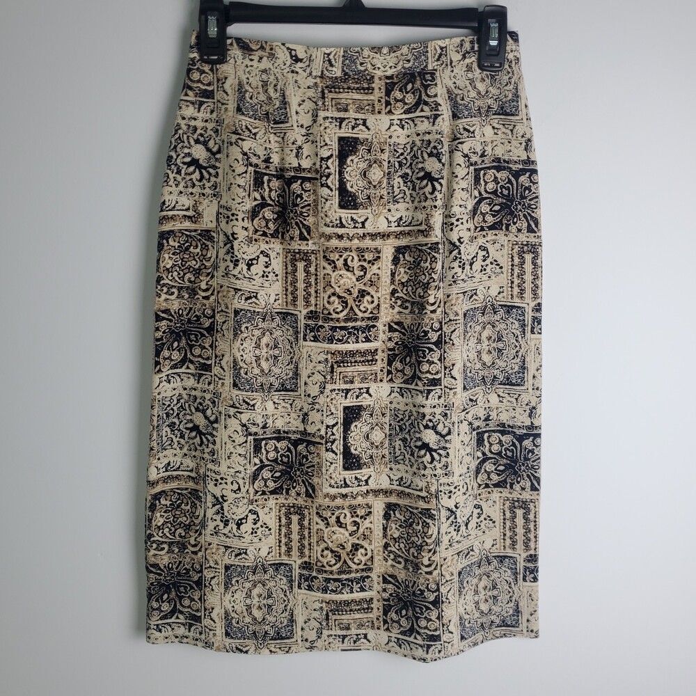 Vintage Talbots Silk Printed Pencil Skirt Size 4